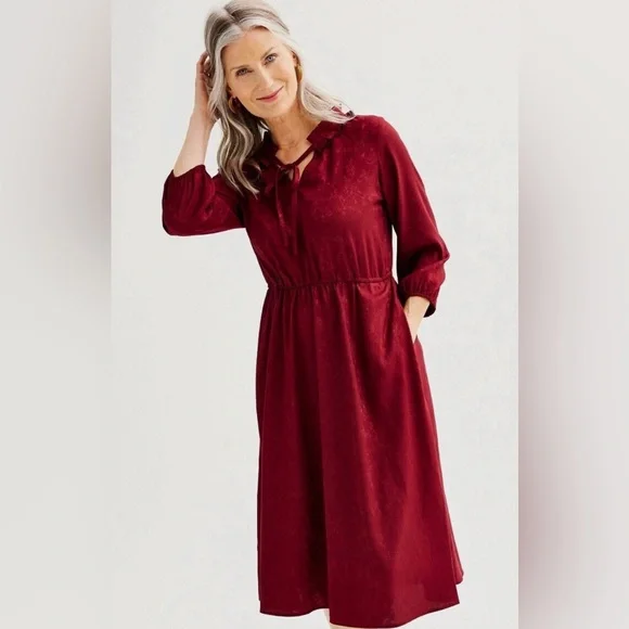 Croft & Barrow Ruffle Neck Dress SZ Medium NWOT - Picture 2 of 11